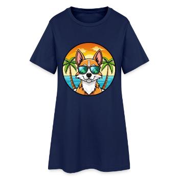 Lunettes de soleil de dessin animé de race de chien Fox Terrier du Chili - Robe T-shirt Femme - marine clair - Devant
