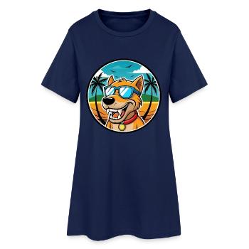 Bruno Jura Hound Hunderasse Cartoon Sonnenbrille Strand - Frauen T-Shirt-Kleid - Light Navy - Vorne