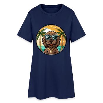 Boykin Spaniel Dog Breed Cartoon Sunglasses Beach - Women’s T-Shirt Dress - light navy - Front