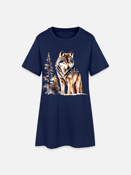 Wolf - Women’s T-Shirt Dress - light navy