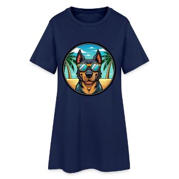 Beauceron Dog Breed Cartoon Sunglasses Beach - Women’s T-Shirt Dress - light navy - Front
