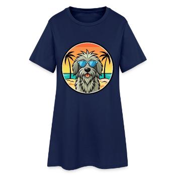 Lunettes de soleil Bergamasco Shepherd Dog Breed Cartoon - Robe T-shirt Femme - marine clair - Devant