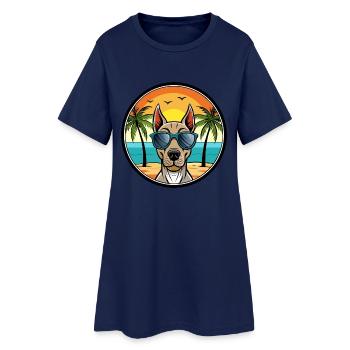Belgische Pointer Hund Rasse Cartoon Sonnenbrille Strand - Frauen T-Shirt-Kleid - Light Navy - Vorne