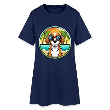Beagle Harrier Chien Race Dessin Animé Lunettes de soleil Plage - Robe T-shirt Femme - marine clair - Devant