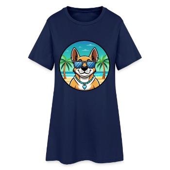Australian Cattle Dog Rasse Cartoon Sonnenbrille Strand - Frauen T-Shirt-Kleid - Light Navy - Vorne