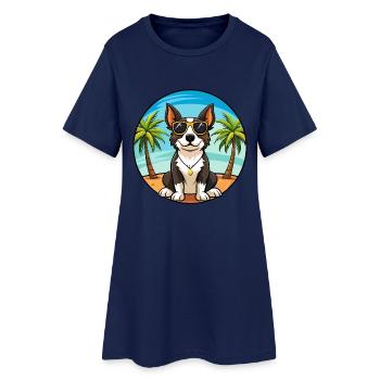 Appenzeller Sennenhund Dog Breed Cartoon Beach - Women’s T-Shirt Dress - light navy - Front