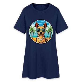 Chien Courant Andalou Race Chien Dessin Animé Lunettes De Soleil Plage - Robe T-shirt Femme - marine clair - Devant