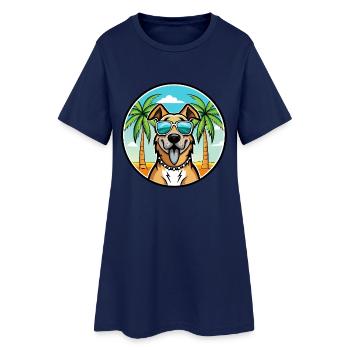 Anatolian Shepherd Dog Breed Cartoon Sunglasses - Women’s T-Shirt Dress - light navy - Front