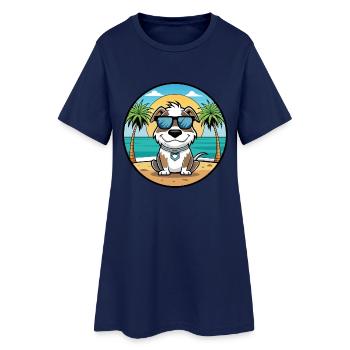 Argentino Chien Race Dessin Animé Lunettes De Soleil Plage - Robe T-shirt Femme - marine clair - Devant