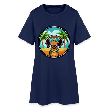 Alpine Dachsbracke Hunderasse Cartoon Sonnenbrille - Frauen T-Shirt-Kleid - Light Navy - Vorne