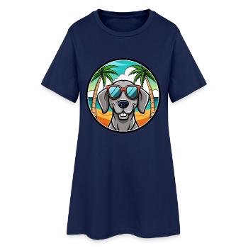 Weimaraner Hund Rasse Cartoon Sonnenbrille Strand - Frauen T-Shirt-Kleid - Light Navy - Vorne
