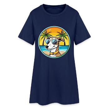 Whippet Hund Rasse Cartoon Sonnenbrille Strand - Frauen T-Shirt-Kleid - Light Navy - Vorne