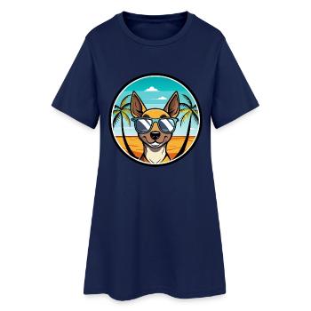 Spielzeug Manchester Terrier Hunderasse Cartoon Strand - Frauen T-Shirt-Kleid - Light Navy - Vorne