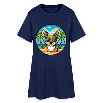 St Miguel Boeud Chien Race Dessin Animé Lunettes De Soleil Plage - Robe T-shirt Femme - marine clair - Devant