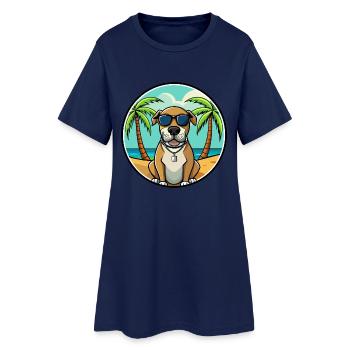 Spanische Dogge Hund Rasse Cartoon Sonnenbrille Strand - Frauen T-Shirt-Kleid - Light Navy - Vorne