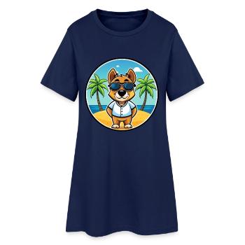 Sporting Lucas Terrier Chien Race Dessin Animé Plage - Robe T-shirt Femme - marine clair - Devant
