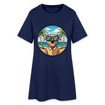 Southern Hound Dog Breed Cartoon Sunglasses Beach - Women’s T-Shirt Dress - light navy - Front