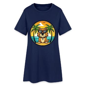 Smaland Hound Chien Race Dessin Animé Lunettes De Soleil Plage - Robe T-shirt Femme - marine clair - Devant