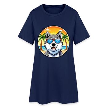 Lunettes de soleil Seppala Siberian Sleddog Breed Cartoon - Robe T-shirt Femme - marine clair - Devant