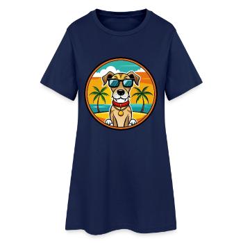 Sabueso Español Hunderasse Cartoon Sonnenbrille Strand - Frauen T-Shirt-Kleid - Light Navy - Vorne