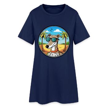 Rampur Windhund Hunderasse Cartoon Sonnenbrille Strand - Frauen T-Shirt-Kleid - Light Navy - Vorne