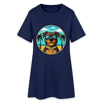 Rottweiler Chien Race Dessin Animé Lunettes De Soleil Plage - Robe T-shirt Femme - marine clair - Devant