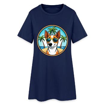 Lunettes de soleil Smooth Fox Terrier Dog Breed Cartoon - Robe T-shirt Femme - marine clair - Devant
