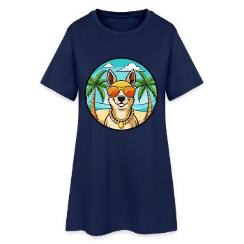 Peruanische Inka-Orchideen-Hunderasse Cartoon-Sonnenbrille - Frauen T-Shirt-Kleid - Light Navy - Vorne