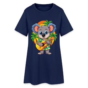 Lustige Koala Cartoon Sommer Strand Sonnenbrille Gitarre - Frauen T-Shirt-Kleid - Light Navy - Vorne