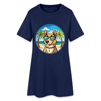 Norwegian Hound Dog Breed Cartoon Sunglasses Beach - Women’s T-Shirt Dress - light navy - Front