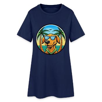Litauischer Windhund Rasse Cartoon Sonnenbrille Strand - Frauen T-Shirt-Kleid - Light Navy - Vorne