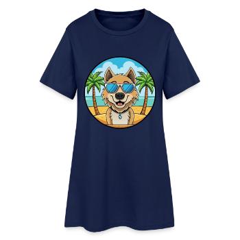 Kuchi Afghanischer Schäferhund Hunderasse Cartoon Sonnenbrille - Frauen T-Shirt-Kleid - Light Navy - Vorne