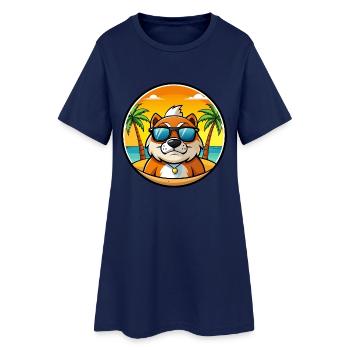 Moskau Watchdog Rasse Cartoon Sonnenbrille Strand - Frauen T-Shirt-Kleid - Light Navy - Vorne
