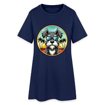 Miniatur Schnauzer Hunderasse Cartoon Sonnenbrille - Frauen T-Shirt-Kleid - Light Navy - Vorne