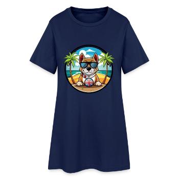 Grand Anglo Français Hunderasse Cartoon Sonnenbrille - Frauen T-Shirt-Kleid - Light Navy - Vorne