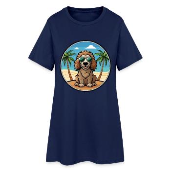 Irish Water Spaniel Hunderasse Cartoon Sonnenbrille - Frauen T-Shirt-Kleid - Light Navy - Vorne