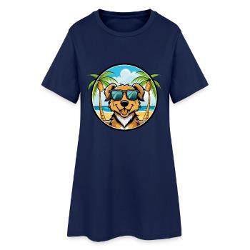 Hovawart Chien Race Dessin Animé Lunettes de Soleil Plage - Robe T-shirt Femme - marine clair - Devant