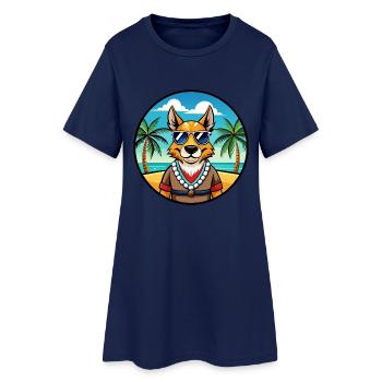 Hase Indischer Hund Rasse Cartoon Sonnenbrille Strand - Frauen T-Shirt-Kleid - Light Navy - Vorne