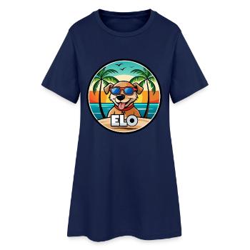 Hunderasse Cartoon Sonnenbrille Strand - Frauen T-Shirt-Kleid - Light Navy - Vorne