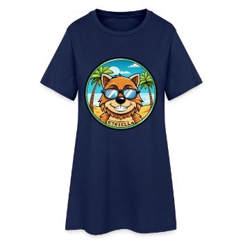 Estrela Mountain Dog Breed Cartoon Sunglass Beach - Women’s T-Shirt Dress - light navy - Front