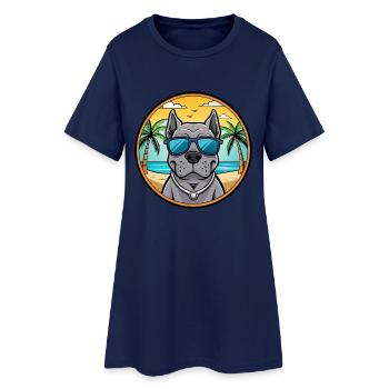 Cane Corso Dog Breed Cartoon Sunglasses Beach - Women’s T-Shirt Dress - light navy - Front