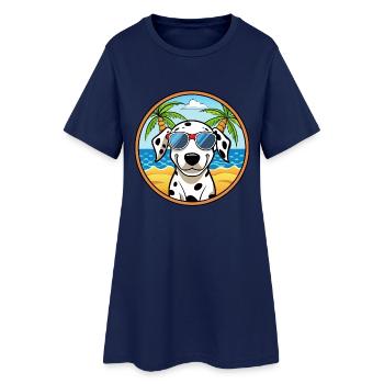 Dalmatiner Hund Rasse Cartoon Sonnenbrille Strand - Frauen T-Shirt-Kleid - Light Navy - Vorne