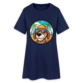 Bruno Jura Hound Hunderasse Cartoon Sonnenbrille Strand - Frauen T-Shirt-Kleid - Light Navy - Vorne