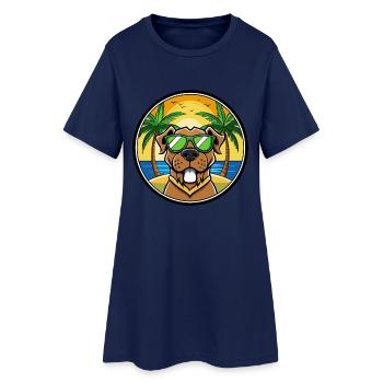 Brasilianische Dogge Hunderasse Cartoon Sonnenbrille Strand - Frauen T-Shirt-Kleid - Light Navy - Vorne