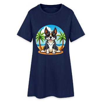 Appenzeller Sennenhund Dog Breed Cartoon Beach - Women’s T-Shirt Dress - light navy - Front