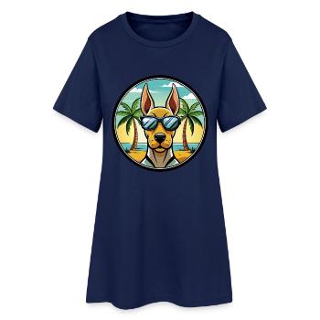 Belgische Pointer Hund Rasse Cartoon Sonnenbrille Strand - Frauen T-Shirt-Kleid - Light Navy - Vorne