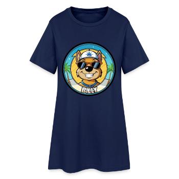Billy Hunderasse Cartoon Sonnenbrille Strand - Frauen T-Shirt-Kleid - Light Navy - Vorne