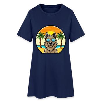 Lunettes de soleil belges Groenendael Dog Breed Cartoon - Robe T-shirt Femme - marine clair - Devant