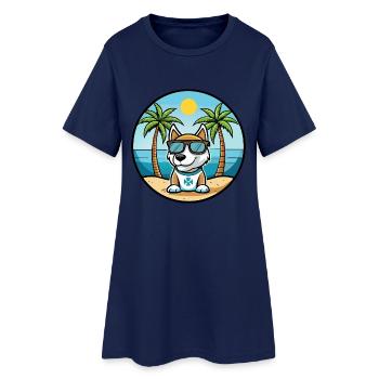 Argentino Chien Race Dessin Animé Lunettes De Soleil Plage - Robe T-shirt Femme - marine clair - Devant