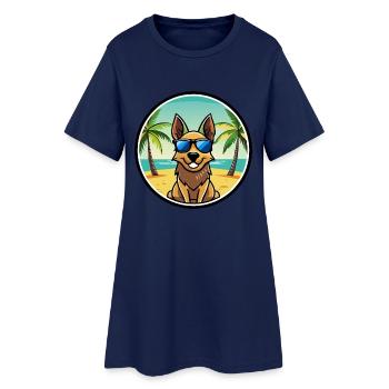 Australian Cattle Dog Rasse Cartoon Sonnenbrille Strand - Frauen T-Shirt-Kleid - Light Navy - Vorne